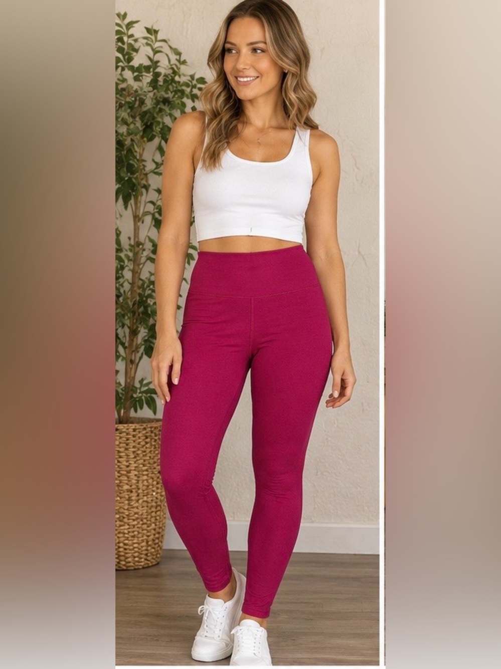 Zenana Outfitters High-Waist Fuchsia Leggings NWOT - 1X